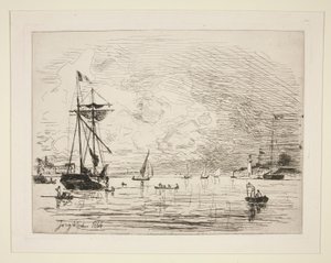 Uitgang van de haven van Honfleur door Johan Barthold Jongkind