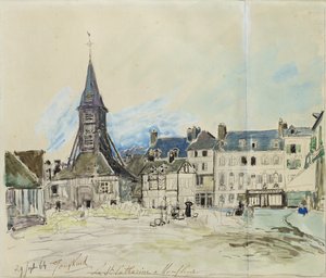 De Kerk van Sainte-Catherine, Honfleur, 1864 door Johan Barthold Jongkind