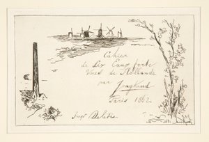Titel van het notitieboekje met zes etsen door Johan Barthold Jongkind
