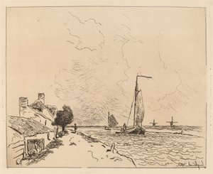 Twee boten met zeil door Johan Barthold Jongkind