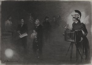 Ontwerp voor illustratie in De Amsterdammer: De troonrede, 24 sept. 1905