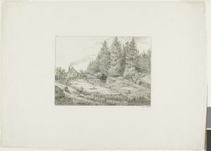 Boerderij in een altijdgroen bos door Johan Christian Dahl
