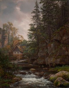 De Lochmühle in het Liebethaldal door Johan Christian Dahl