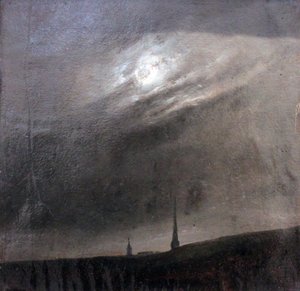 Duits: Mondnacht über Dresden Maannacht boven Dresden door Johan Christian Dahl
