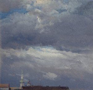 Onweerswolken boven de Kasteeltoren van Dresden door Johan Christian Dahl