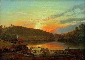 Landschap bij Skien in de zonsondergang