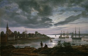 Larvik bij maanlicht