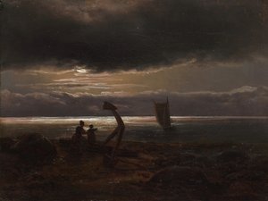 Moeder en kind aan zee, 1830