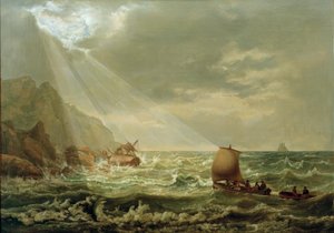Schipbreuk aan de Rotskust van Capri door Johan Christian Dahl