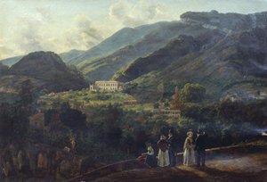 Het Koninklijk Paleis van Quisisana, nabij Napels door Johan Christian Dahl