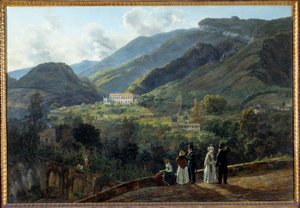 Het casino Reale de Quisiana in Castellammare met het hof van Denemarken door Johan Christian Dahl
