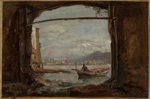 Uitzicht vanuit een grot nabij Posillipo door Johan Christian Dahl