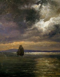 Uitzicht op Christianiafiorden (detail) door Johan Christian Dahl