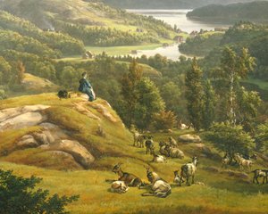Uitzicht op Lysenkloster bij Bergen door Johan Christian Dahl