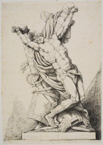 Naakte Krijger Gebonden aan een Boom (Spartacus?) door Johan Christoph Petzold