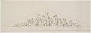 Ontwerp voor een fronton, symboliserend welvaart, met putti