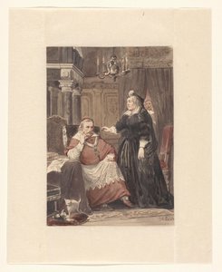 Twee personen in een interieur, mogelijk Maria de Medici en kardinaal de Richelieu
