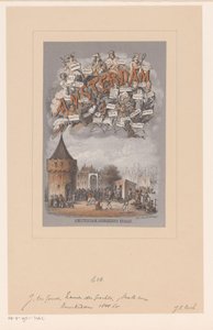 Omslag voor: Amsterdam. Oorsprong en afleiding van de namen der grachten, eilanden, pleinen, straten, stegen, bruggen, sluizen en torens dezer stad