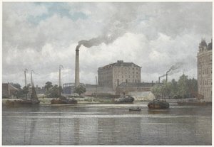 De Suikerraffinaderij van de firma vom Rath aan de Buitensingel, Nassaukade te Amsterdam door Johan Conrad Greive