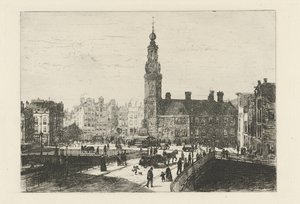 Gezicht op het Muntplein van Amsterdam
