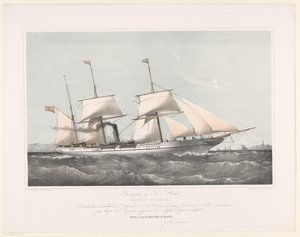 Schroefstoomschip Mariout et Hedjaz varend op zee