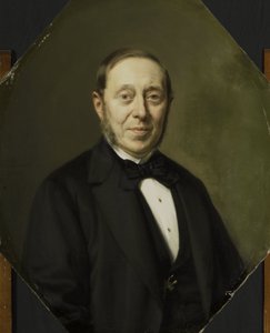 Portret van Johannes Cornelis van Pappelendam (1810-1884). Kunstenaar en kunsthandelaar. Hoofdinspecteur van het Van der Hoop Museum door Johan Heinrich Neuman