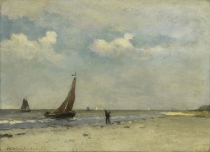 Strandscène door Johan Hendrik Weissenbruch