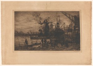 Gezicht op de haven van Rotterdam door Johan Hendrik van Mastenbroek (signed by artist)