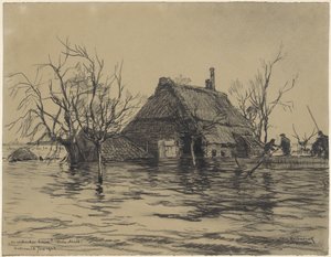 Ondergelopen boerderij te Neder-Asselt (Land van Maas en Waal)