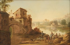 Landschap in Italiaanse stijl door Johan Mandelberg