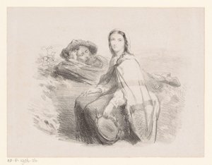 Liggende man en vrouw met tamboerijn door Johan Michaël Schmidt Crans (attributed to)