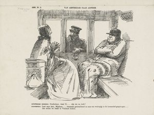 Spotprent op de vele ongelukken op de Rhijnspoorweg, 1866