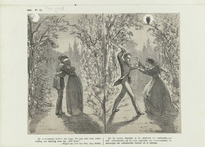 Spotprent over de invloed van de maan, 1865 door Johan Michaël Schmidt Crans