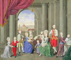 De Familie van Peter Leopold, Groothertog van Toscane (1747-92), later Leopold II, Heilige Roomse Keizer, ca. 1782 door Johan Moll