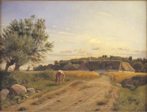 Een boerderij bij Lodskov nabij Vognserup Manor, Zeeland door Johan Thomas Lundbye