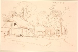Boerenhuis met een Ooievaarsnest op het Dak