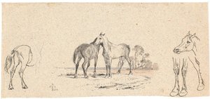 De twee paarden; en studie van paarden door Johan Thomas Lundbye