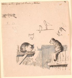 De twee katten. Illustratie voor Kaalunds "Fabler voor kinderen" door Johan Thomas Lundbye