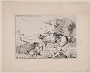 Schapen bij een grafheuvel