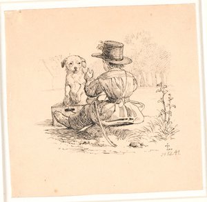 De rit. Illustratie voor Kaalunds "Fabler voor kinderen". Zie opmerking uit het archiefcatalogus.