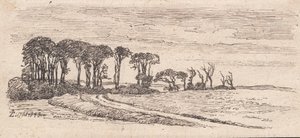 Landschap met een rij bomen door Johan Thomas Lundbye
