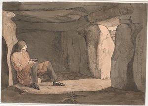 Lorents Frölich zittend in een ganggraf door Johan Thomas Lundbye