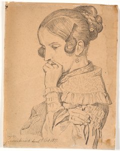 Portret van een jonge dame, 3/4 profiel naar links