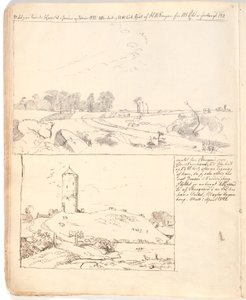 Stenen omheining bij Rakløv op Refsnæs. Tekening direct uitgevoerd in het schrift, pagina 10 door Johan Thomas Lundbye