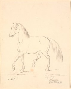 Travende paard, naar links gewend