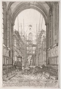 LArt Ancien Zurich: Uitzicht in de kerk van de Franciscanen, Barfüsser-Kirke, 1681 door Johan Ulrich Krauss