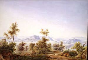 Uitzicht op Athene met de Parthenon in de verte door Johan Wolfensberger