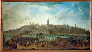 Wenen gezien vanaf de Rotenturm-poort ... (olieverf op doek) door Johann Adam Delsenbach