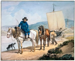 Een paard en wagen bij de rivier, 1817