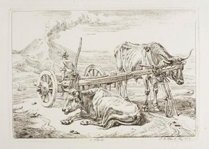 In Napels (ossen en een kar in Napels) door Johann Adam Klein